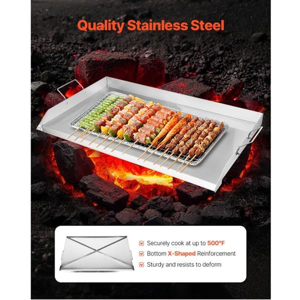 Rektangulär Grillplatta - DUOKU - 910 x 525 mm - Rostfritt Stål - Bärbar Gas - Handtag