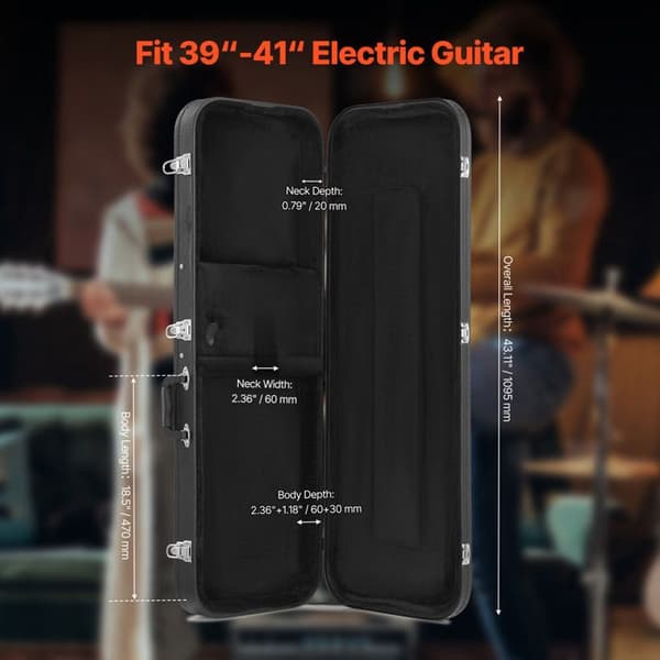 Hårdt Etui til Elektrisk Guitar-Duoku- Rectangulær på 43,11 Tommer- Vandafvisende- til Guitarer på 39 Tommer- Sort