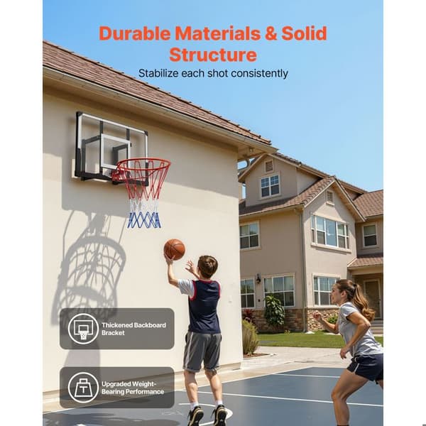 Vægmonteret Basketballkurv med 110 cm Panel - Duoku - Robust Ring System - Nylon Net og 2 mm Tykt PC Panel