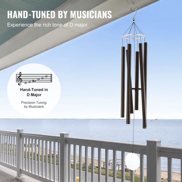 Vindspil til Udendørsbrug-Duoku-1677 mm-6 Rør-Dyb Tone-Sort-Versatile Dekorationsmulighed