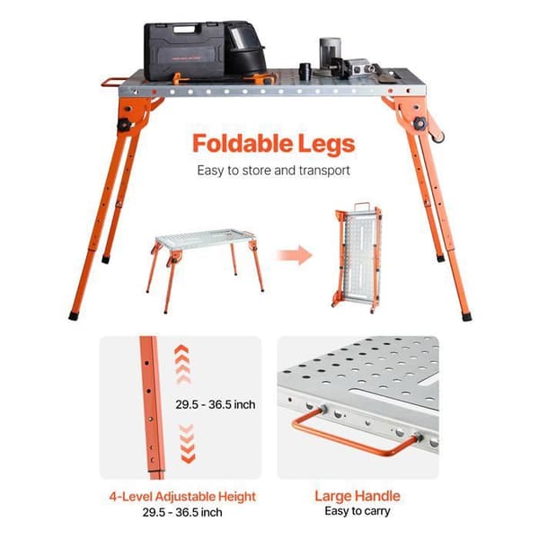 Foldable Welding Table 44"x 21"-Duoku-500 lb Capacity-Adjustable Height-Welding Workbench