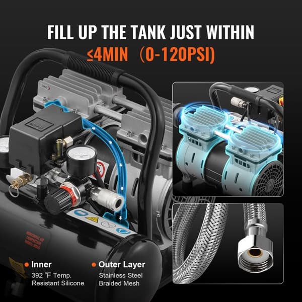 Luftkompressor - DUOKU - 1 Gallon - Uden olie - 1HP - 120 PSI