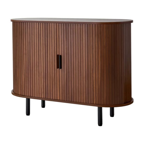 Buffetstil Midtårhundrede-Duoku-Køkkenopbevaringsmøbel med 2 Skydedøre-100 x 40 x 75 cm-Valnød