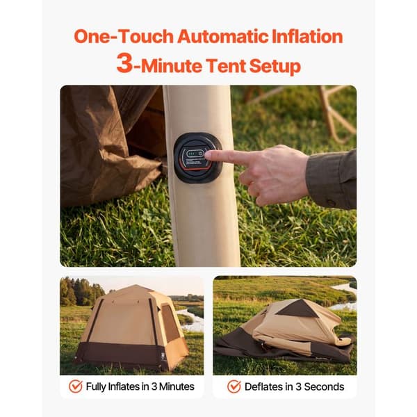 Inflatable tent - DUOKU - 121261 - 4 platser - 229x229x177 cm - 5 nätfönster