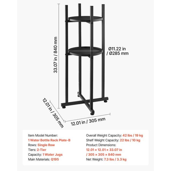 Vandflaskeholder - DUOKU - 1 Vandflaske Rack Plade-B - 2 niveauer - 1 flaske - Sort