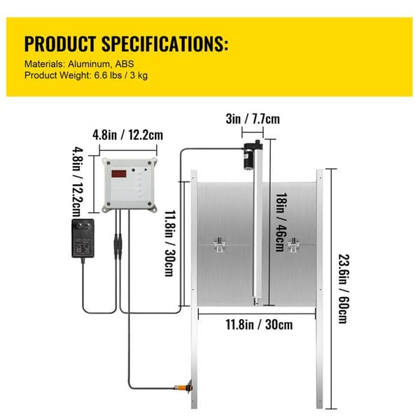Automatisk Dörr för Hönsgård-Duoku-12 V 66 W-Timer och Ljus Sensor, med Infraröd Sensor, 2 Fjärrkontroller