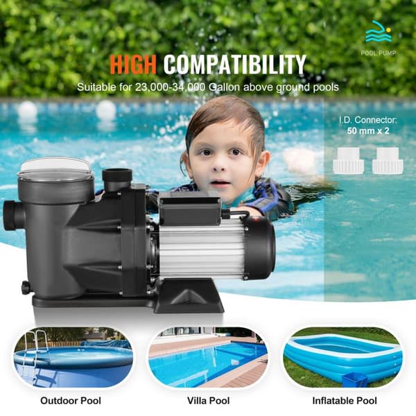 Pool Pump above ground - DUOKU - SPP250E-II - 2HP - Double Speed - 33000 L/H