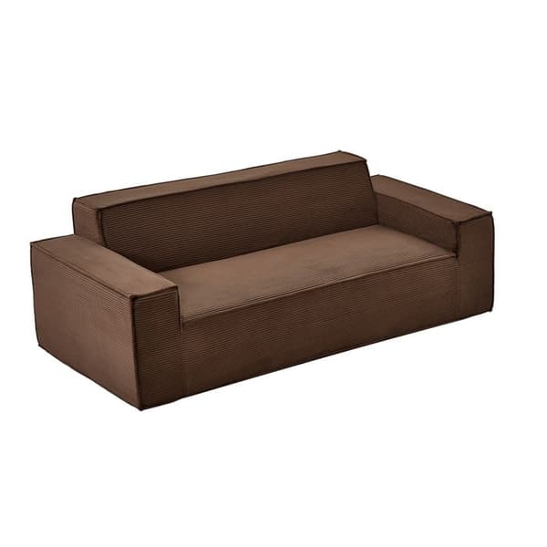 Soffa - DUOKU - 8021-1 - Ribbade Sammet - 3 Platser - Bekväm och Modern brun