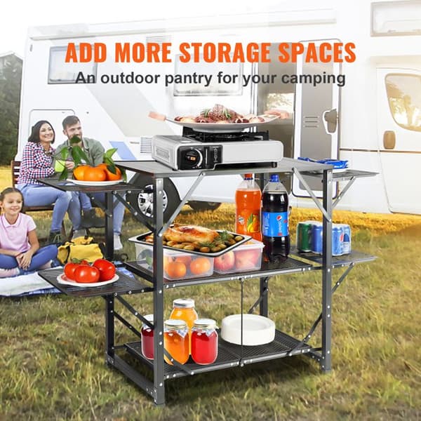 Camping Kökbord - DUOKU - Fällbart i Aluminium - 126x46x81 cm - Transportväska ingår