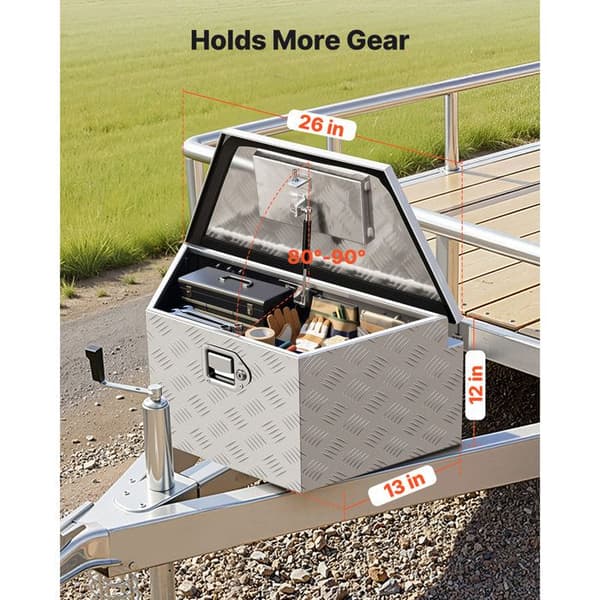 Værktøjskasse til Trailer-Duoku-66x33x30,5 cm-Aluminiumskasse til Trailertræk-Sølv