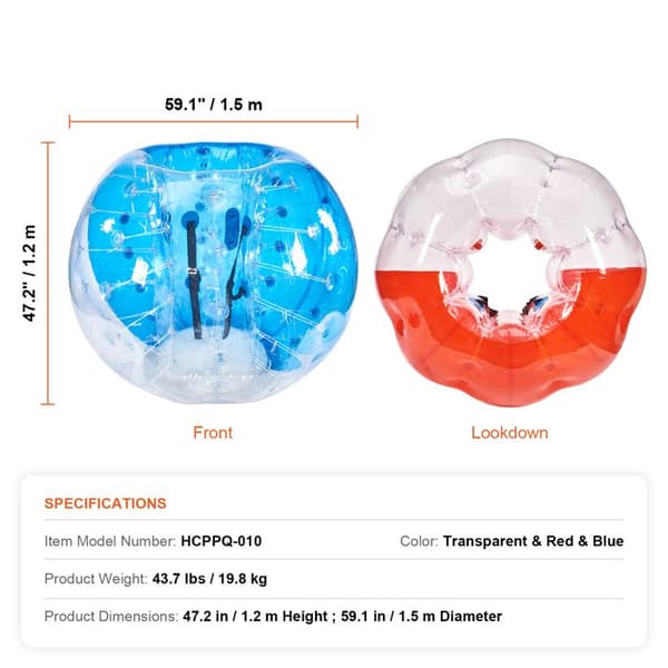 Stødabsorberende Boldspil - DUOKU - Sæt af 2 - PVC 0,8 mm - 1,5 m i diameter - Unisex transparent, röd, blå