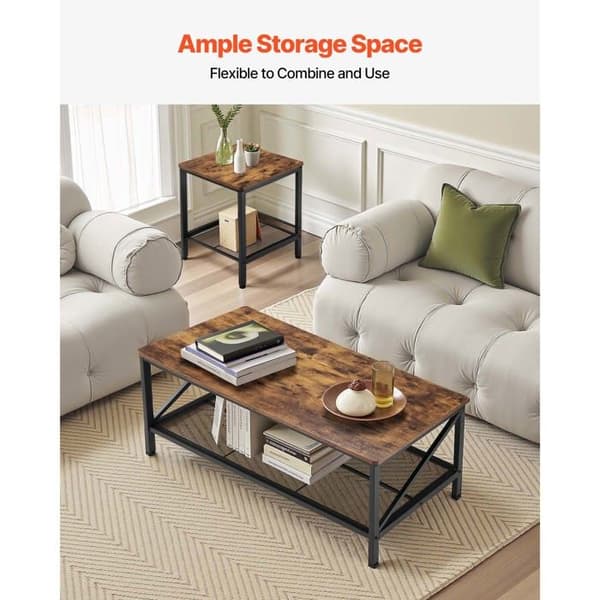 Set med 3 soffbord - DUOKU - Industriellt lågt bord - 105 x 60 x 46 cm - 2 soffbord - Metall