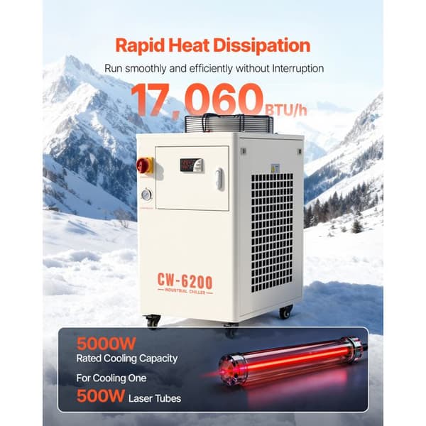 Industriel Vandkøler - DUOKU - CW-6200 - 5000 W - Tank 15 L - Flow 70 L/min