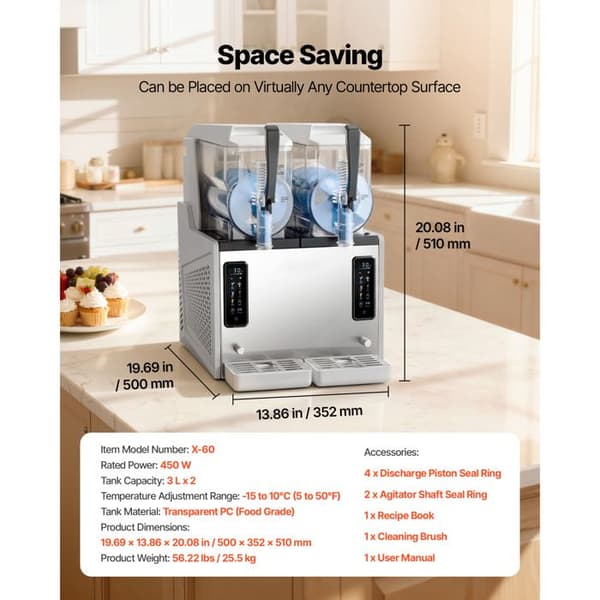Granita-maskine - DUOKU - X-60 - 2x3 L - 450 W - Selvrensende