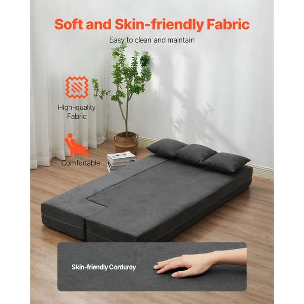 Fällbar Sängsoffa 3 i 1 - DUOKU - Mörkgrå - 3 Kuddar - 25D Minnesskum - 200 kg Mörkgrå
