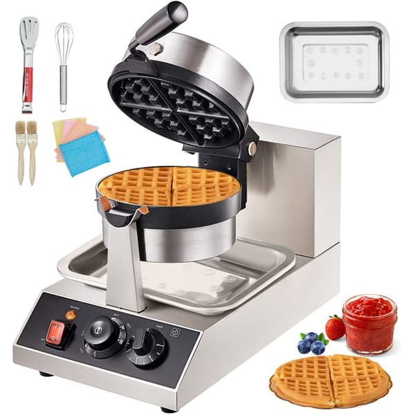 Gaufrier - DUOKU - EWF-2205 - 1300W - Rotativ - Non-stick - Rustfrit Stål Svart