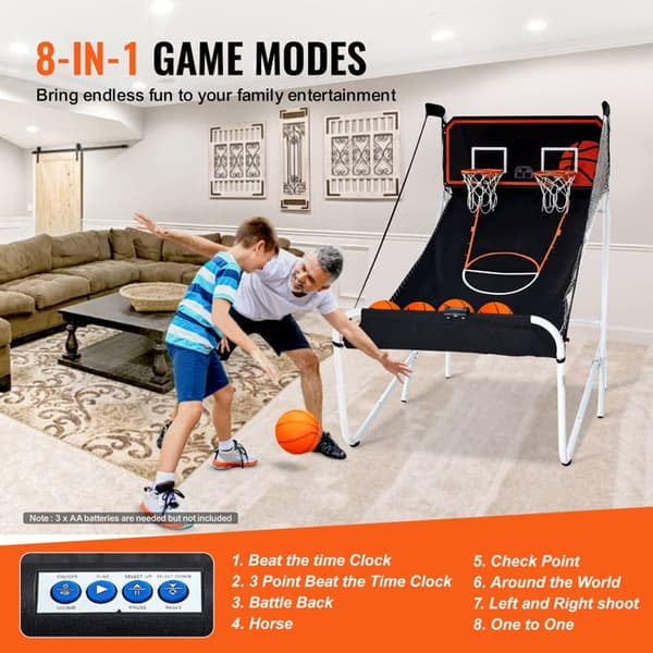 Basketball Arcade Game - DUOKU - Fällbar - 2 Spelare - 5 Bollar - 8 Läge