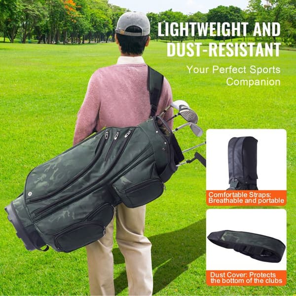 Golf Bag for Trolley-Duoku- with Top Compartment with 14 Compartments 36 in-11 Pockets-High Quality Nylon