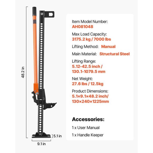 Terrängvinsch med spak - DUOKU - AH081048 - 3 175 kg - 130–1 079 mm - Stål