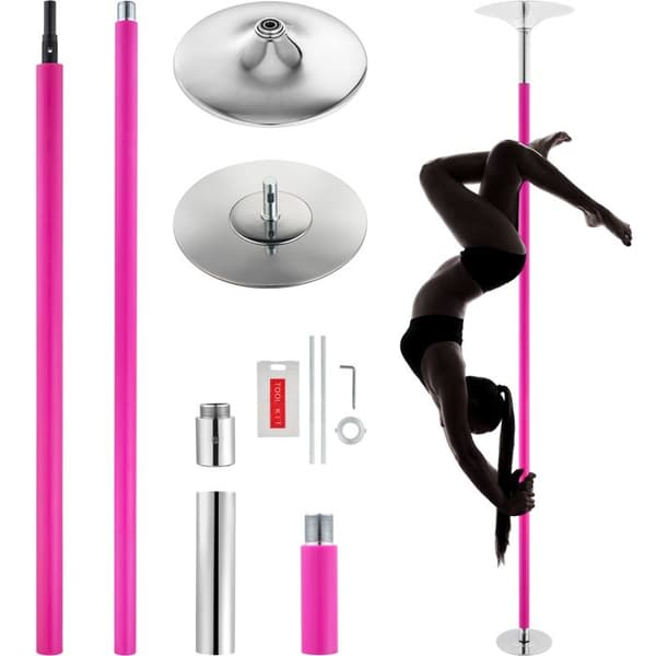 Professionell Dansstång - DUOKU - Kit för Rotationsstatisk Stång - Rosa Stål 40 mm - Bärbar - Avtagbar