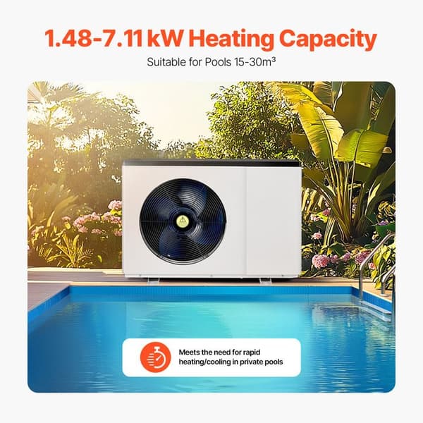 Elektrisk Varmpumpe - DUOKU - VBPYCE-70 - 1,48 til 7,11 kW - Energisparende - Stille Vit