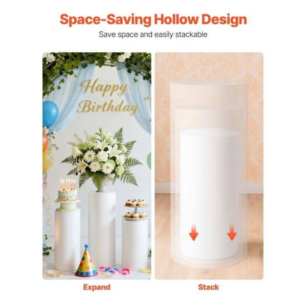 Support Floral - DUOKU - Sæt af 3 - Højde 60/75/90 cm - Belægning 15 kg - Moderne Design Vit