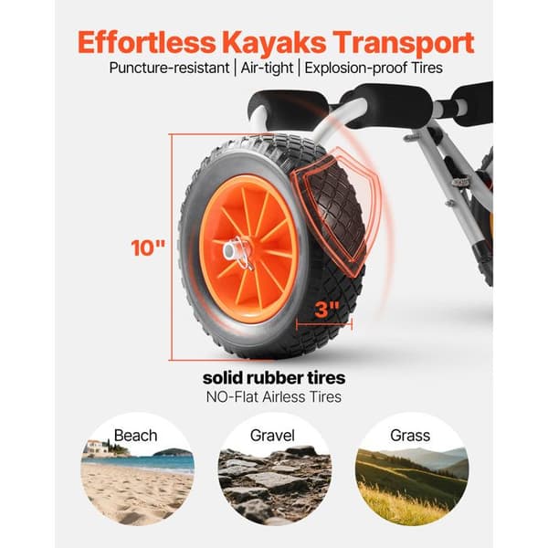 Transportvogn til Kajak-Duoku-Last 90 kg-Foldbart og Kompakt-Designet til Kajakker, Kanoer og Paddles