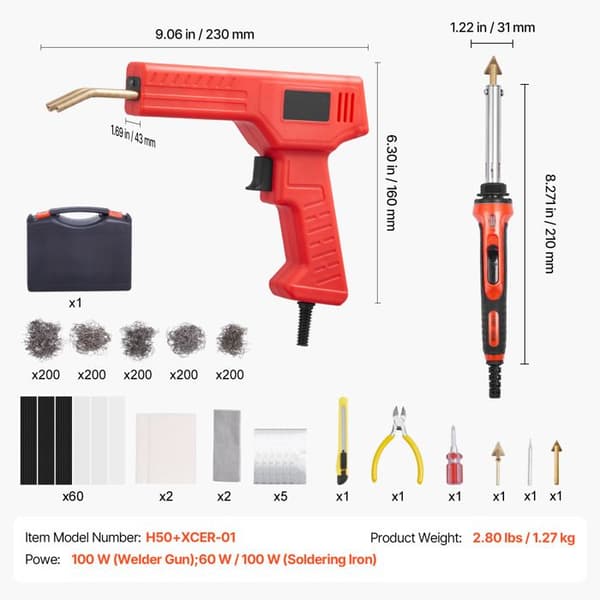 Plastsvetskit - DUOKU - Dubbel effekt Lödkolv - 100 W - 60 Varma Klämmor - Professionell