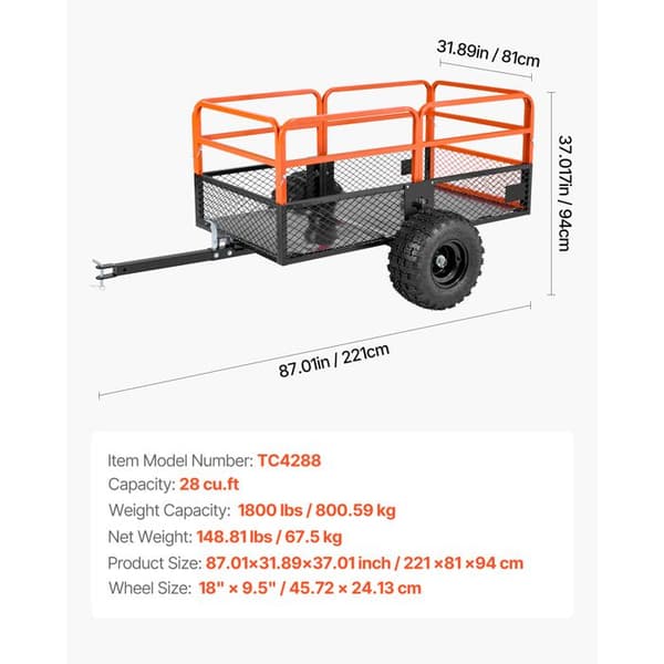 Tippvagn - DUOKU - TC4288 - Stål - 793 L - Däck på 45,72 cm