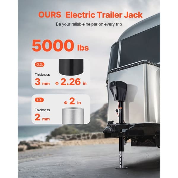 Cric til Elektrisk Trailer-Duoku-2 267 kg-Cric med Robust Stik til Campingvogn med 2-Vejs Forbindelse
