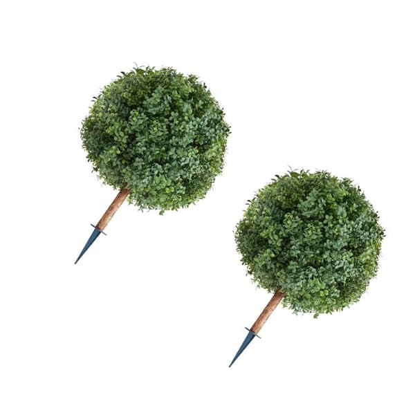 Dekorative Planter - DUOKU - Kunstig Buxbom Kugle - 686 mm - Sæt med 2 - Velegnet til udendørs brug