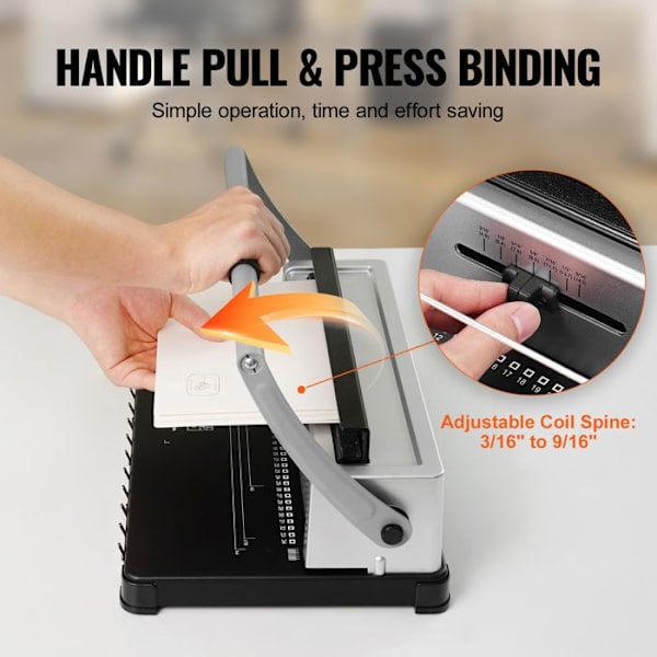 Manuel Spiral-binding Maskine-Duoku-Binding med 34 Huller til 120 Ark-Hullemaskine til Format Brief, A4, A5