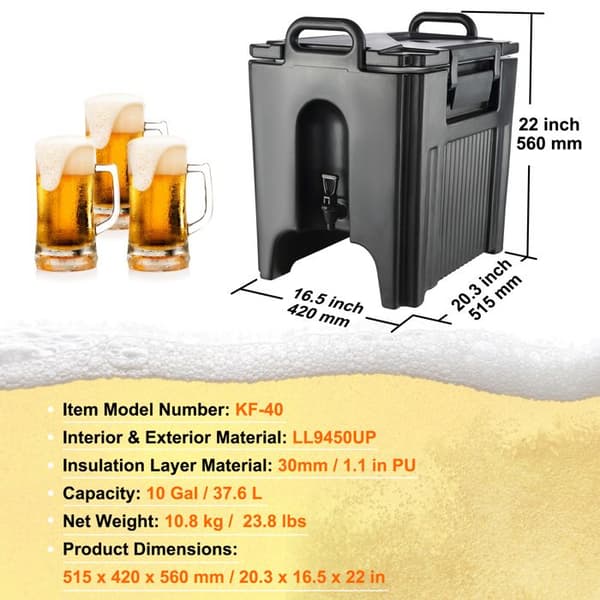 Drikkevaredistributør - DUOKU - KF-40 - 10 Gallons - Isotermisk - PU-lag