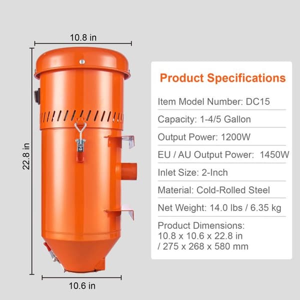 Dammsugarsystem - DUOKU - DC15 - 1450 W - 7,6 L - Kallvalsat stål