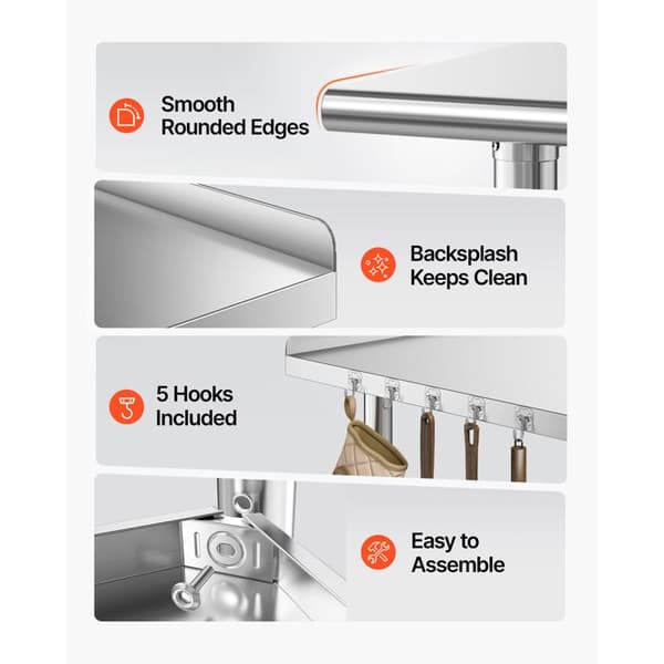 Arbejdsmaskine i Rustfrit Stål - Duoku - til Professionelt Køkken, Dimensioner 121,9 x 61 cm, med To Niveauer