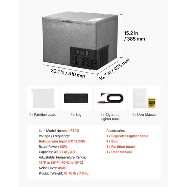 Elkylbox - DUOKU - FE40 - 40 L - 12/24 V DC - Justerbar temp. -10°C till 10°C