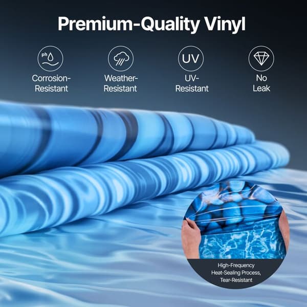 Poolöverdrag - DUOKU - Rund Modell - 8 Fot - Överlagd Vinyl - Höjd 48-54 Tum