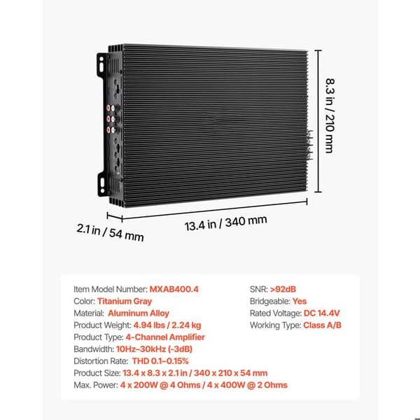 Bil Audio Förstärkare-Duoku-4 Kanals Effektförstärkare för Subwoofer