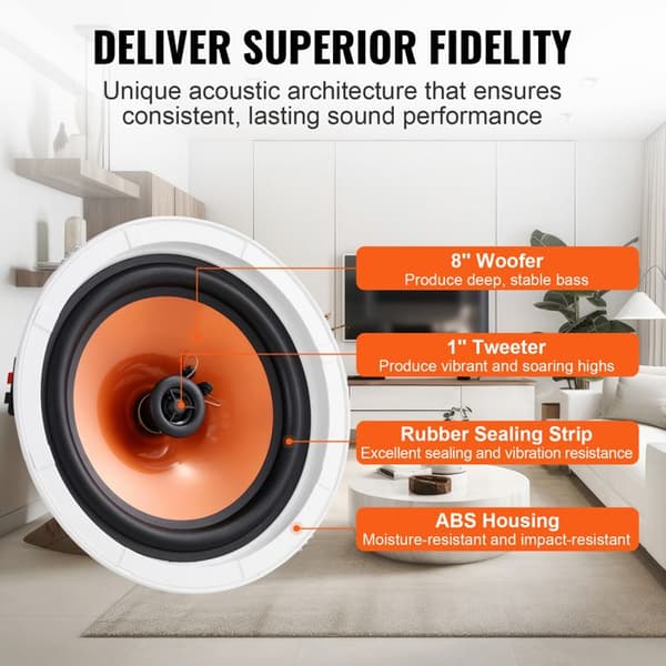 Loftshøjttalere - DUOKU - 8 Tommer - 100 Watt - 4 Stk - Kablet