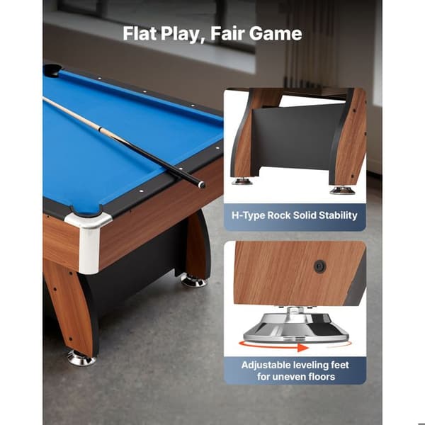 Billardbord - DUOKU - VP802 - 244 cm - Justerbare ben - Komplet tilbehørssæt