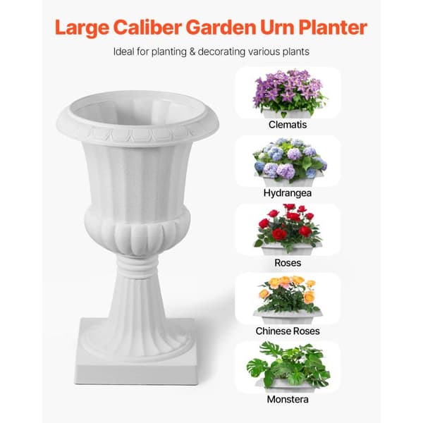 Jardiniär Urn - DUOKU - KD2983W - Plast PP - 25 x 42 cm - Set med 2 Vita Krukor Vit