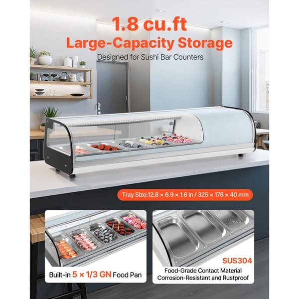 Sushi Køledisk - DUOKU - GN-52L - 52 L - 5 Stålkar - LED Belysning