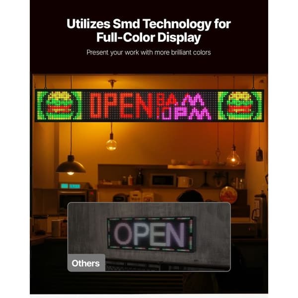 LED-skylt Programmerbar-Duoku-131x19 cm-Multifärgad Digital Skylt P10-Anpassningsbar Text och GIF