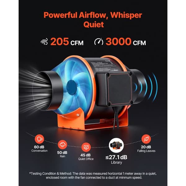 Blandet Luftstrøm Kanalsventilator 349 m³/h - Duoku - Inline Luftudtræk 101,6 mm til Væksttelt og Køkken