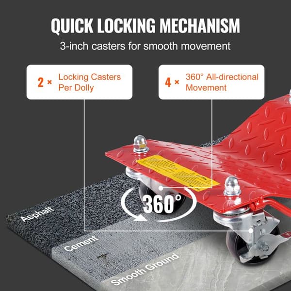 Ensemble av hjulvagnar - DUOKU - MR8100 - Kapacitet 8 000 lb - Robust stål - Pack om 4 Röd
