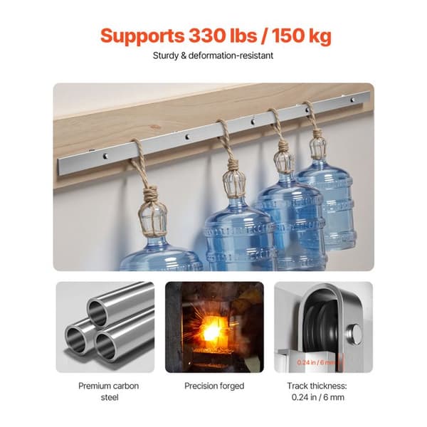 Kit til skydedør til lade - Duoku - 183 cm - Holdbart skinner og J-rulle - Børstet nikkel - 150 kg