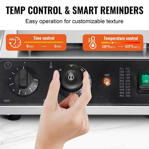 Waffle Maker - DUOKU - HT-2210 - 2000 W - Ruostumaton Teräs - Tarttumaton pengar