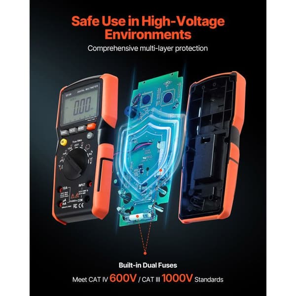 Digitalt Multimeter TRMS-Duoku-6000 Point-Multimåleinstrument til AC/DC Spænding, Strøm, Modstand