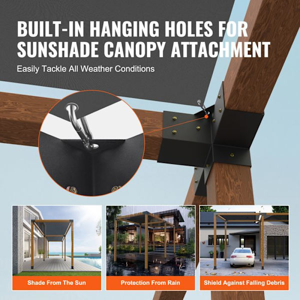 Pergola Support Kit - DUOKU - SSE2 - Stål - 4 Veje - Sort