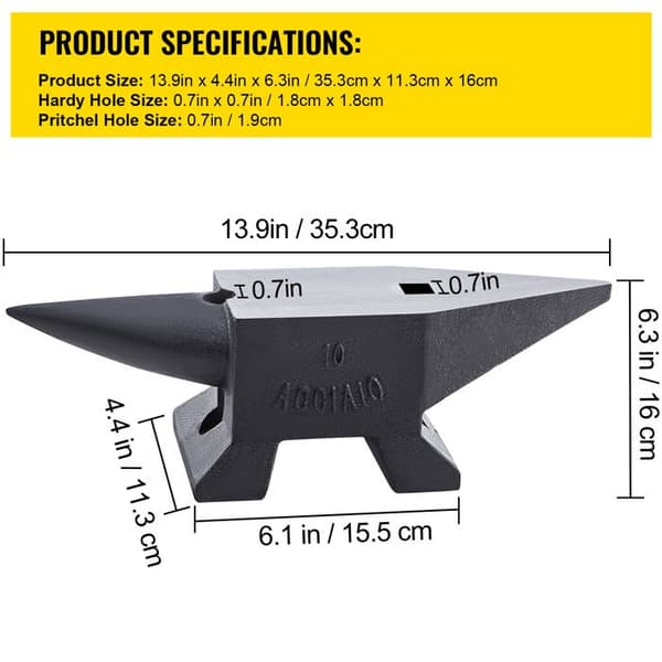 22 Pound Cast Iron Anvil - Duoku - Simple Horn - Large Work Surface - Stable Base - Forging Tool for Bending and Shaping